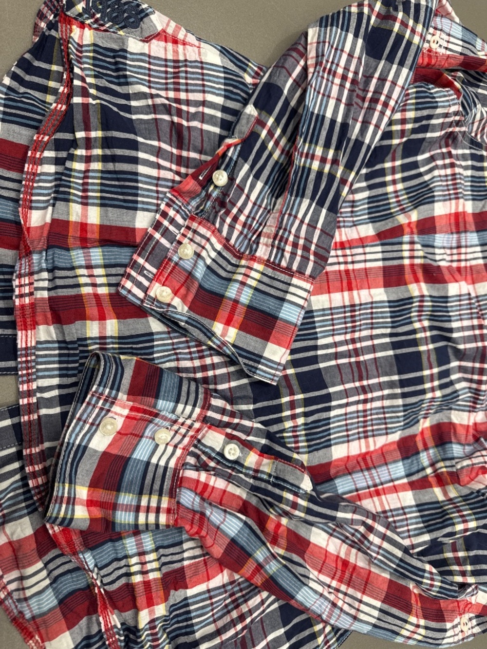 Tommy Hilfinger Plaid LS Red, White, & Blue Blouse Women’s Large - Picture 7 of 7